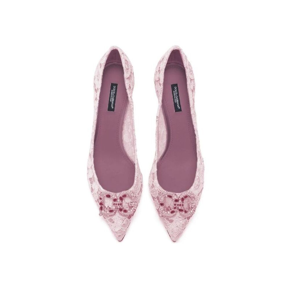 Dolce & Gabbana Pearl-Embellished Lace Pumps with Iconic Logo Women Pink - Picture 2 of 2